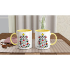 Christmas Cat - White 11oz Ceramic Mug with Colour Inside Christmas Colour Mug Christmas Globally Fulfilled