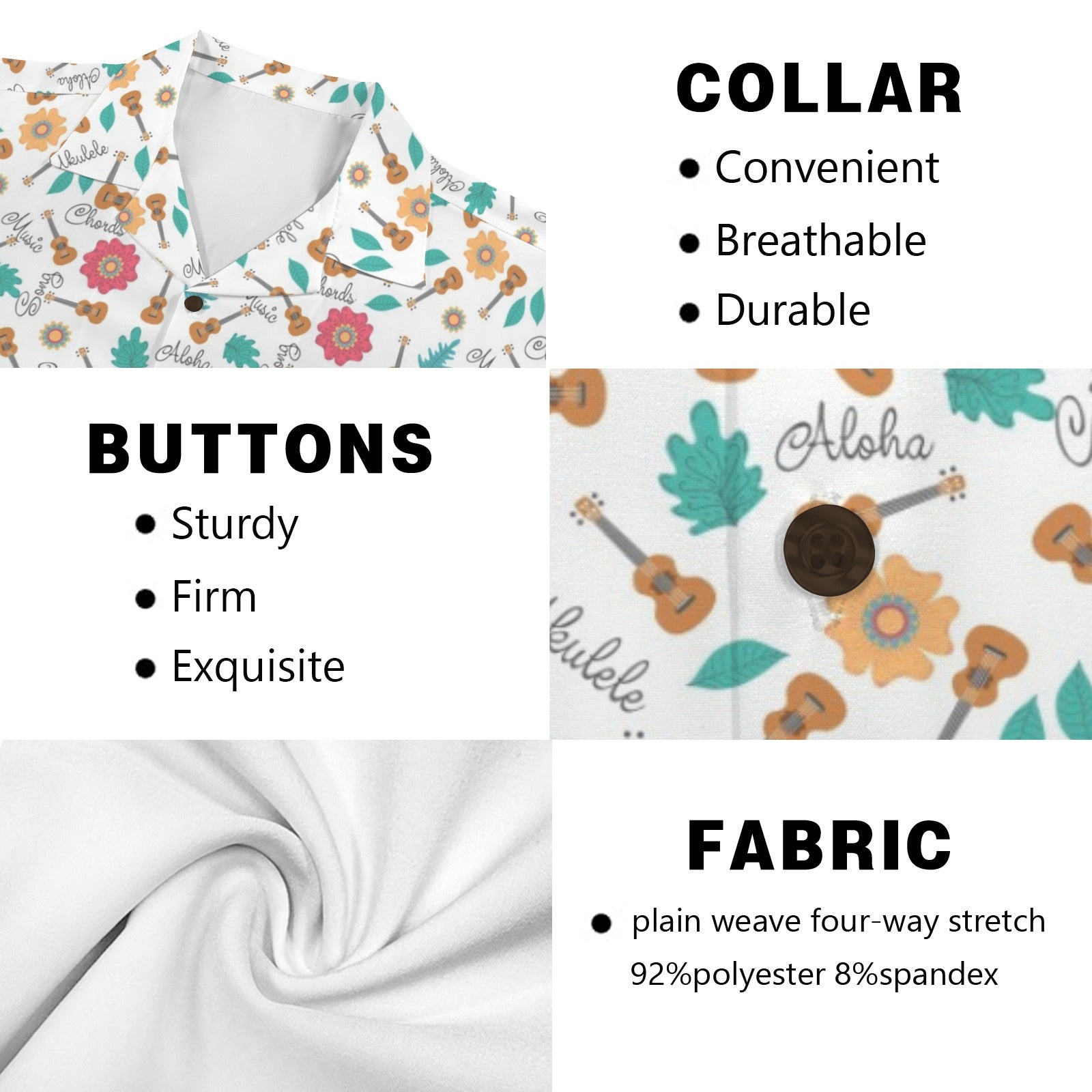 Ukulele - Men's Short Sleeve Hawaiian Shirt