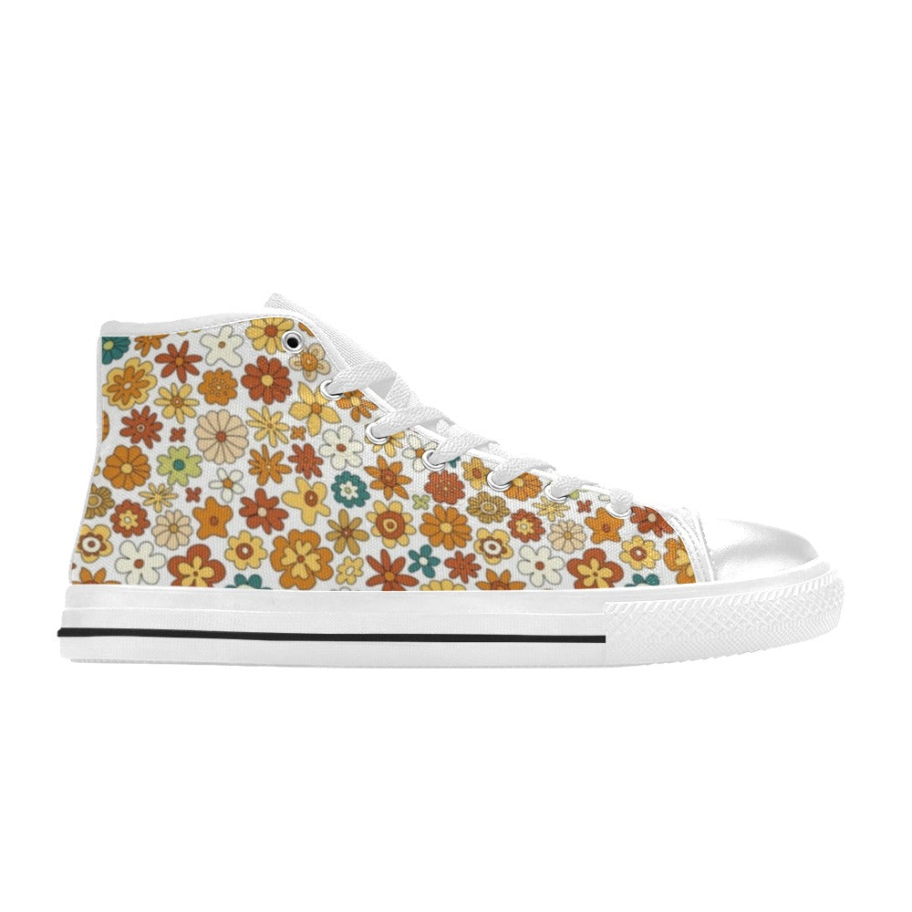70's Style Floral Men's High Top Canvas Shoes Men's Classic High Top Canvas Shoes Printed Offshore Retro