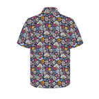 Graphic Flowers On Black Large MMen's Short Sleeve Hawaiian Shirt Men's Hawaiian Shirt (New) Plants Printed Offshore