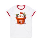 Chicken Pot Pi - Women's Ringer Tee White Red Womens Ringer T-shirt animal Maths Printed In Australia