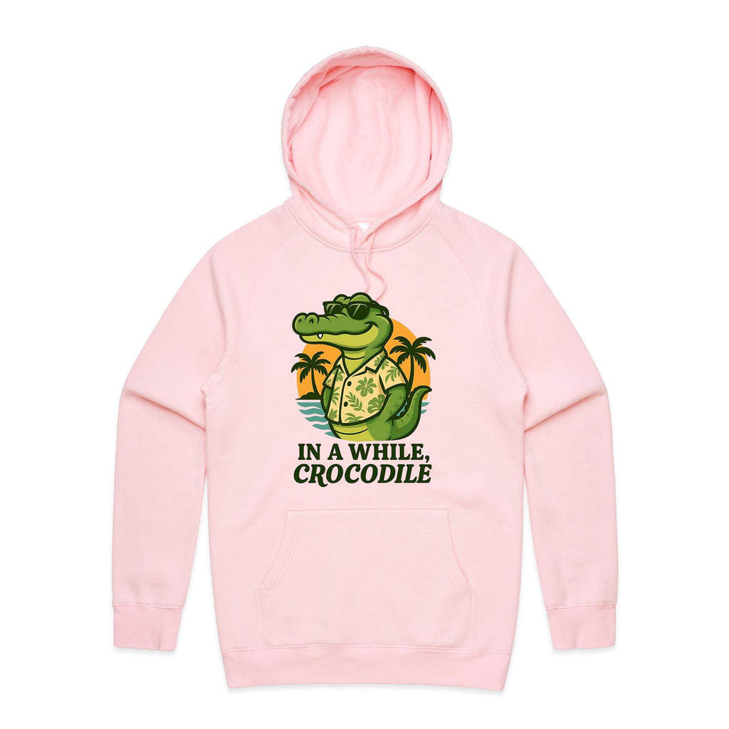 In A While, Crocodile Men's AS Colour Hoodie Pink Mens Hoodie animal Printed In Australia