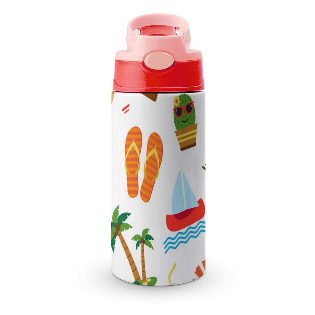 Beach Time - Little Kids Water Bottle pink 350ml Little Kids Water Bottle Printed Offshore Summer