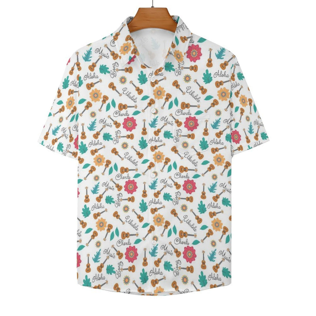 Ukulele Women's Short-Sleeve Button Up Shirt Women's Short-Sleeve Button Up Shirt Music Printed Offshore
