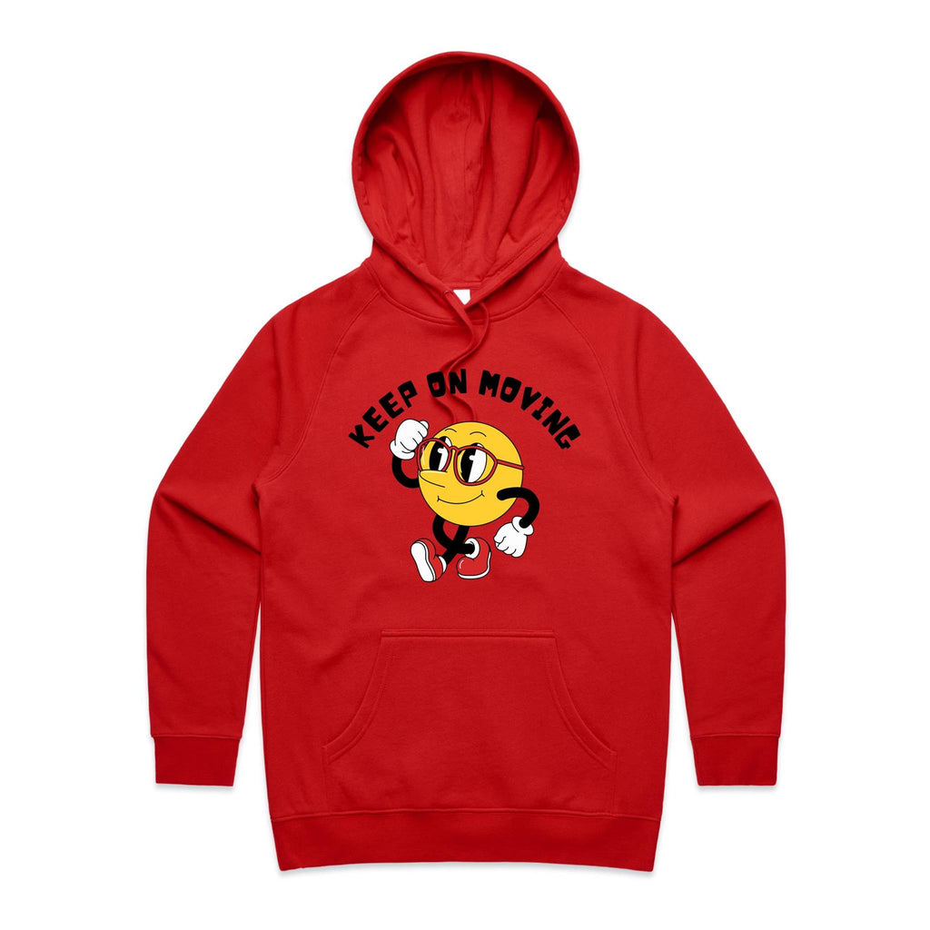 Keep On Moving - Womens Hoodie Red Womens 2XL Womens Hoodie Fitness Positivity Printed In Australia