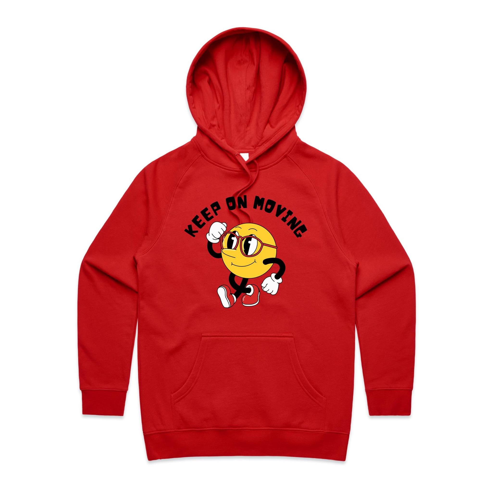 Keep On Moving - Womens Hoodie Red Womens 2XL Womens Hoodie Fitness Positivity Printed In Australia