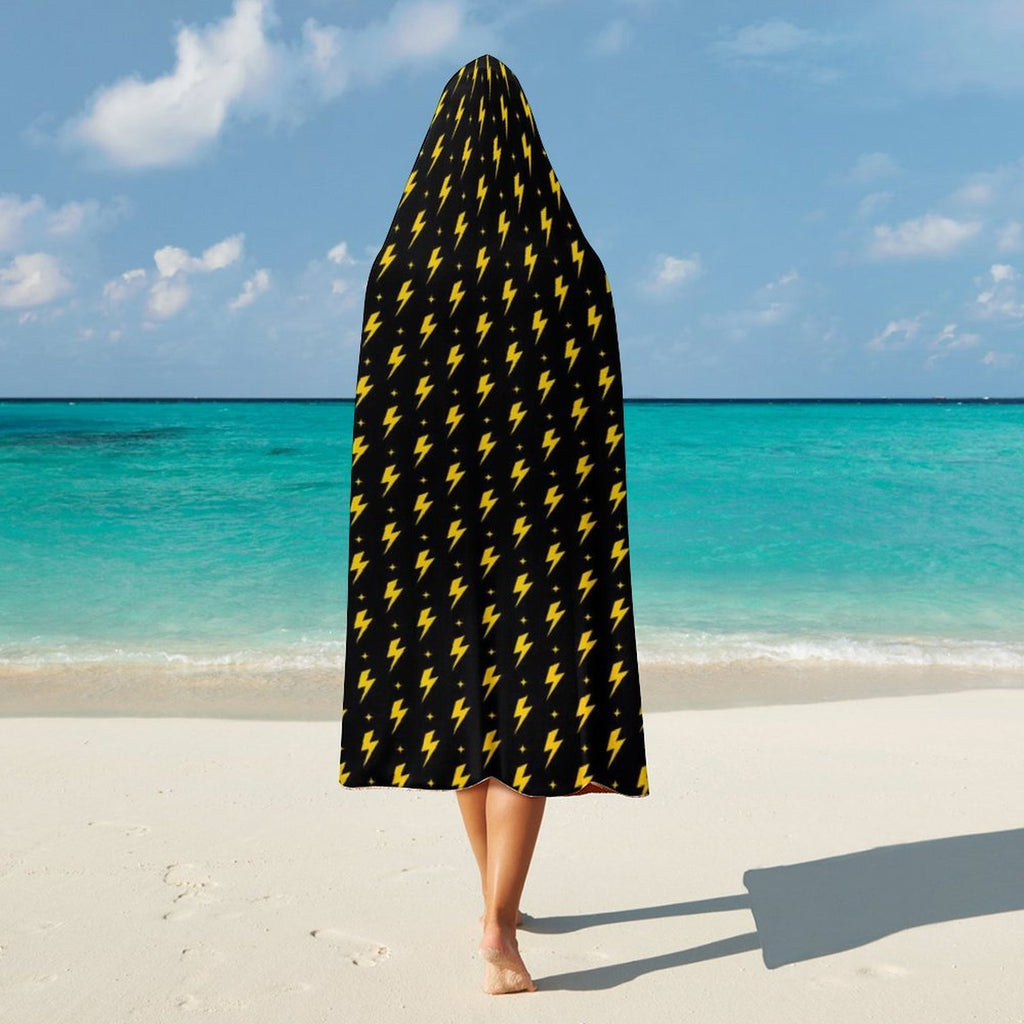 Yellow Lightning Kids Hooded Blanket 100cm x 130cm Kids Hooded Blanket comic Printed Offshore