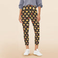 Round Pizzas On Black Women's High Waist Pockets Yoga Leggings 5XL Women's High Waist Pockets Yoga Leggings Food Printed Offshore