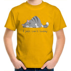 Cat, I Just Can't Today - Kids Youth T-Shirt Gold Kids Youth T-shirt animal Printed In Australia
