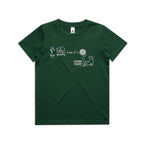 Cat String Theory Physics Kids AS Colour T-shirt Forest Green Kids Youth T-shirt animal Printed In Australia Science