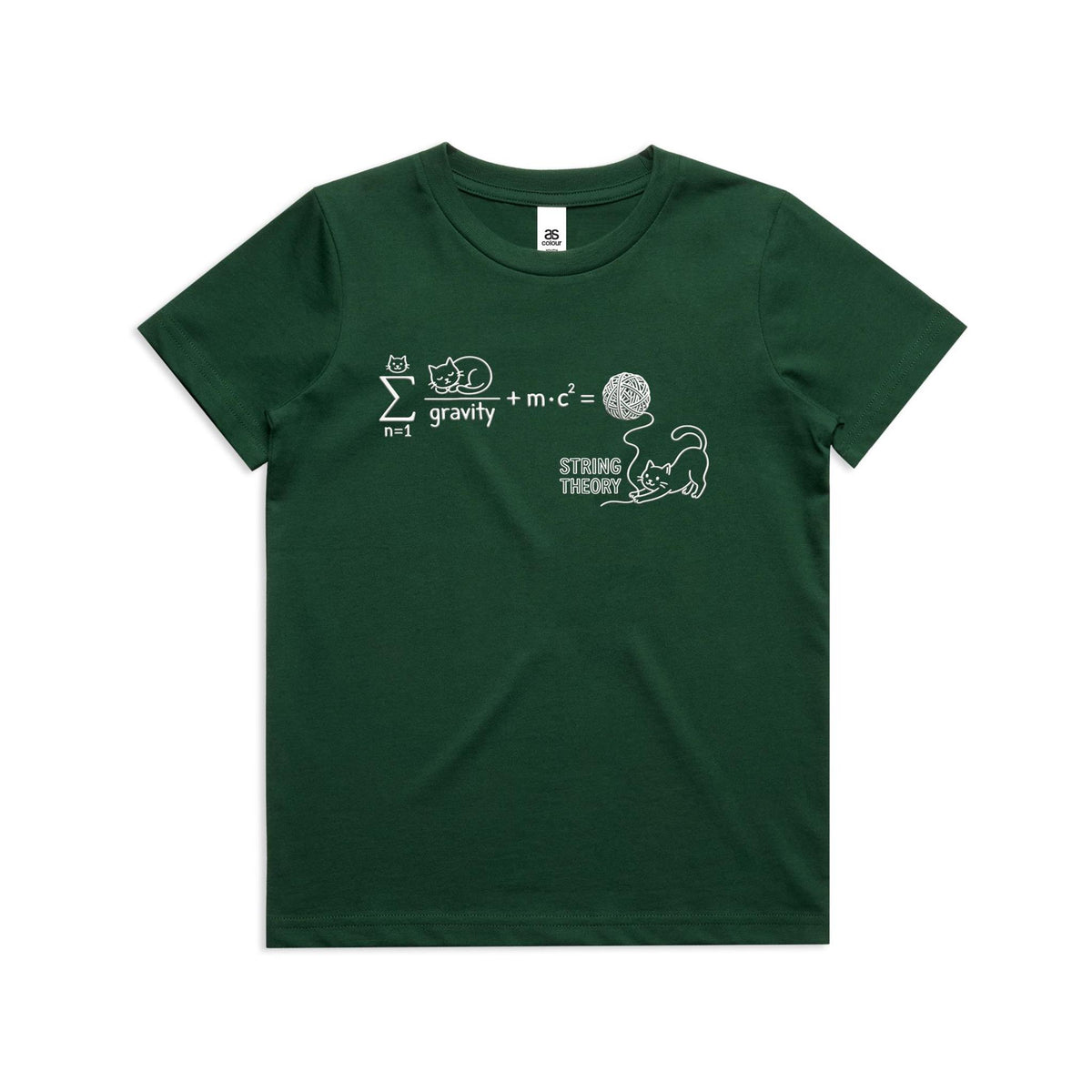 Cat String Theory Physics Kids AS Colour T-shirt