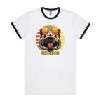 Underdog - Staple Ringer Tee White Navy Ringer T-Shirt animal Printed In Australia
