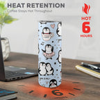 Penguin Love - 20oz Tall Skinny Tumbler with Lid and Straw
