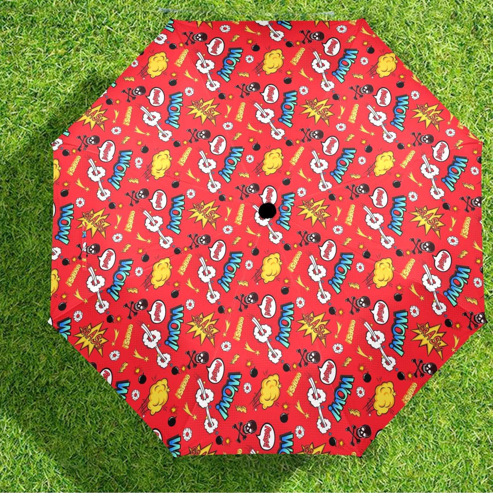 Comic Book Red - Semi-Automatic Foldable Umbrella (Model U12) Semi-Automatic Foldable Umbrella (U12)
