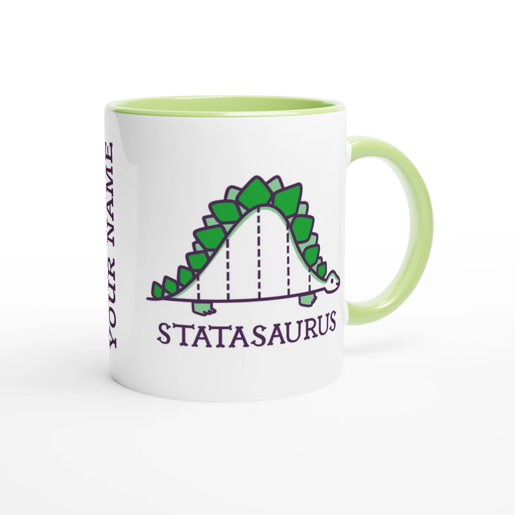 Personalised - Statasaurus - White 11oz Ceramic Mug with Colour Inside Personalised 11oz Mug animal customise Globally Fulfilled Maths personalise Science