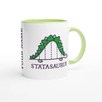 Personalised - Statasaurus - White 11oz Ceramic Mug with Colour Inside Personalised 11oz Mug animal customise Globally Fulfilled Maths personalise Science