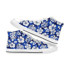 Blue Hawaiian Floral - Women's High Top Canvas Shoes Womens Classic High Top Shoes Plants Printed Offshore