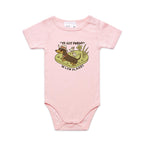 Dachshund, I've Got Friends In Low Places AS Colour Baby Bodysuit Pink Baby Bodysuit animal Printed In Australia