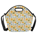 Retro Boho Flower Neoprene Lunch Bag/Large (Model 1669) Neoprene Lunch Bag Plants Printed Offshore Retro