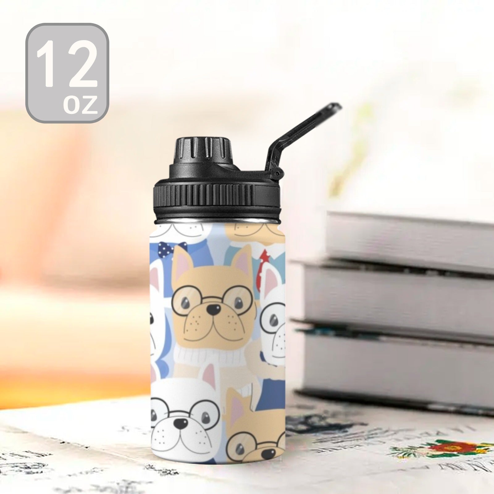 Dog Crowd Kids Water Bottle with Chug Lid (12 oz) Kids Water Bottle with Chug Lid animal Printed Offshore