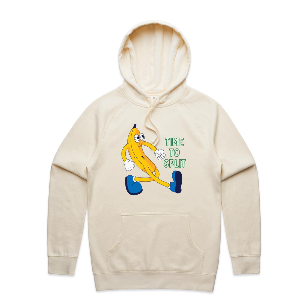 Banana, Time To Split - Mens Hoodie Ecru Mens Hoodie Food Printed In Australia