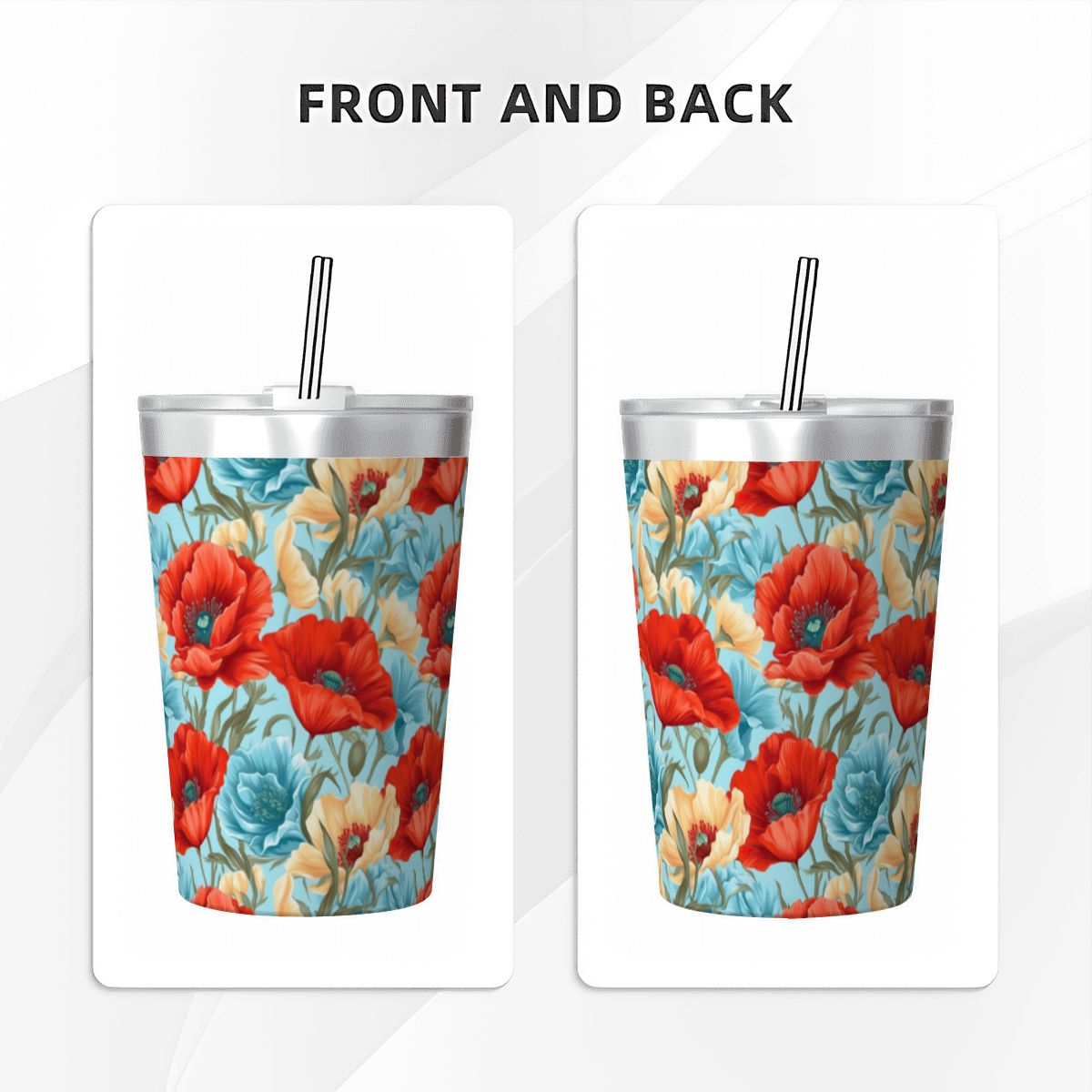 Vibrant Floral Small Stainless Steel Travel Mug Cup 12oz/350ml
