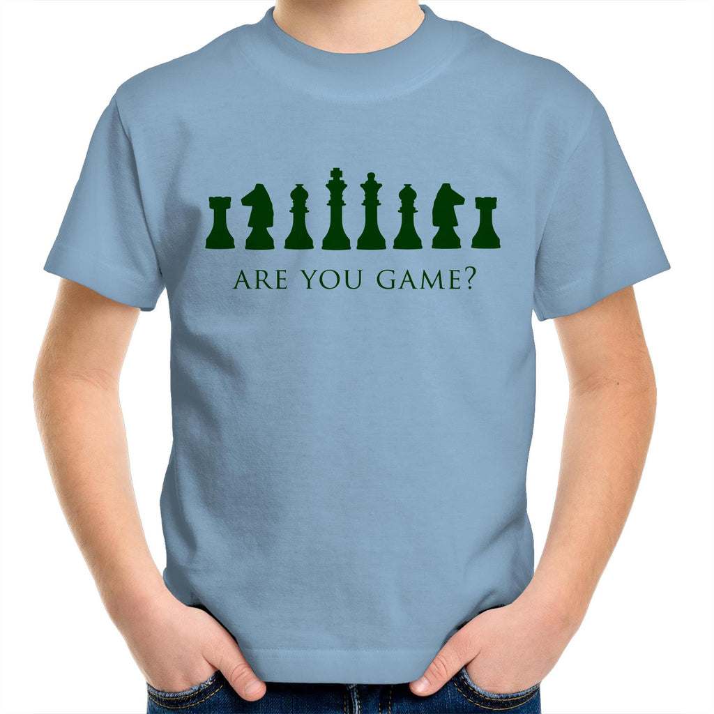 Are You Game, Chess Kids Youth T-Shirt Carolina Blue Kids Youth T-shirt Chess Games Printed In Australia