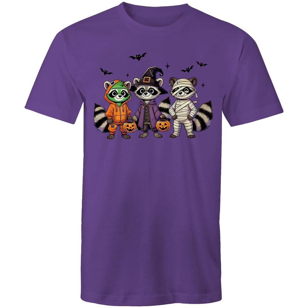 Halloween Raccoons - Mens T-Shirt Purple Mens T-shirt Halloween Printed In Australia