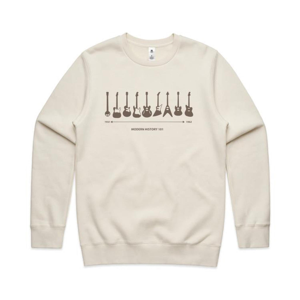Guitar Timeline - AS Colour Stencil Crew Sweatshirt Ecru Sweatshirt Music Printed In Australia