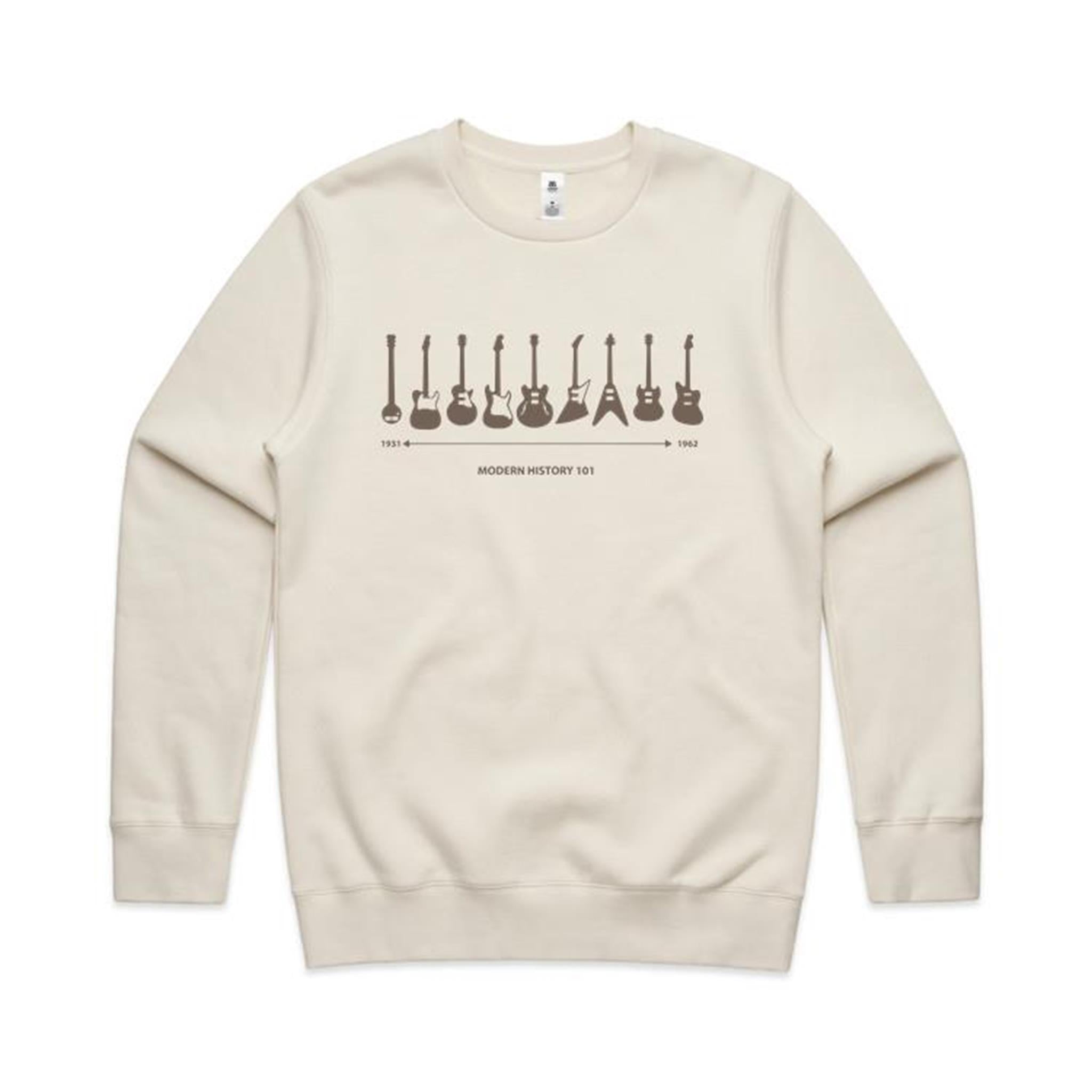 Guitar Timeline - AS Colour Stencil Crew Sweatshirt Ecru Sweatshirt Music Printed In Australia