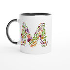 Personalised - Floral Initial - White 11oz Ceramic Mug with Color Inside Ceramic Black Personalised 11oz Mug Customise Globally Fulfilled Name Personalise