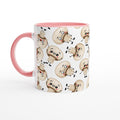 Cute Mushrooms White 11oz Ceramic Mug with Colour Inside Ceramic Pink Colour 11oz Mug Globally Fulfilled
