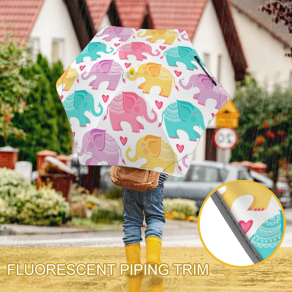 Cute Cartoon Elephants Kids Safe Round Corner Umbrella Kids Safe Round Corner Umbrella animal Printed Offshore