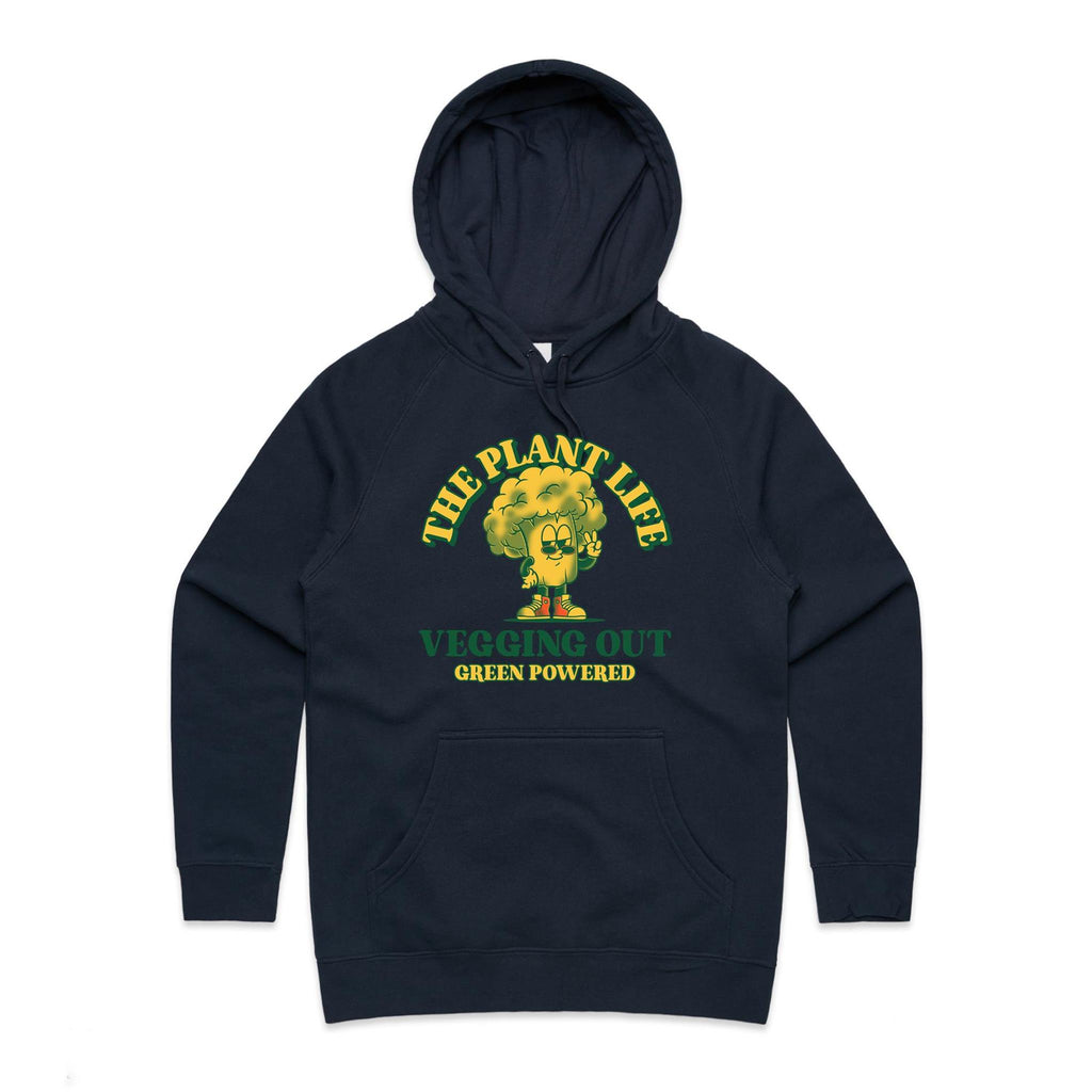 The Plant Life, Vegetarian - Womens Hoodie Navy Womens Hoodie Food Printed In Australia