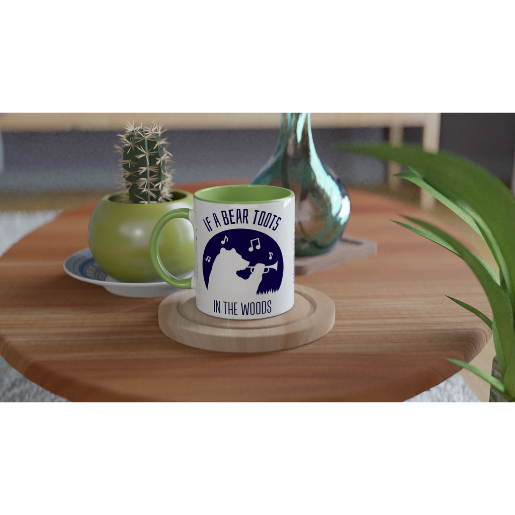 Personalised - If A Bear Toots In The Woods, Trumpet Player - White 11oz Ceramic Mug Personalised Mug animal customise Globally Fulfilled Music personalise