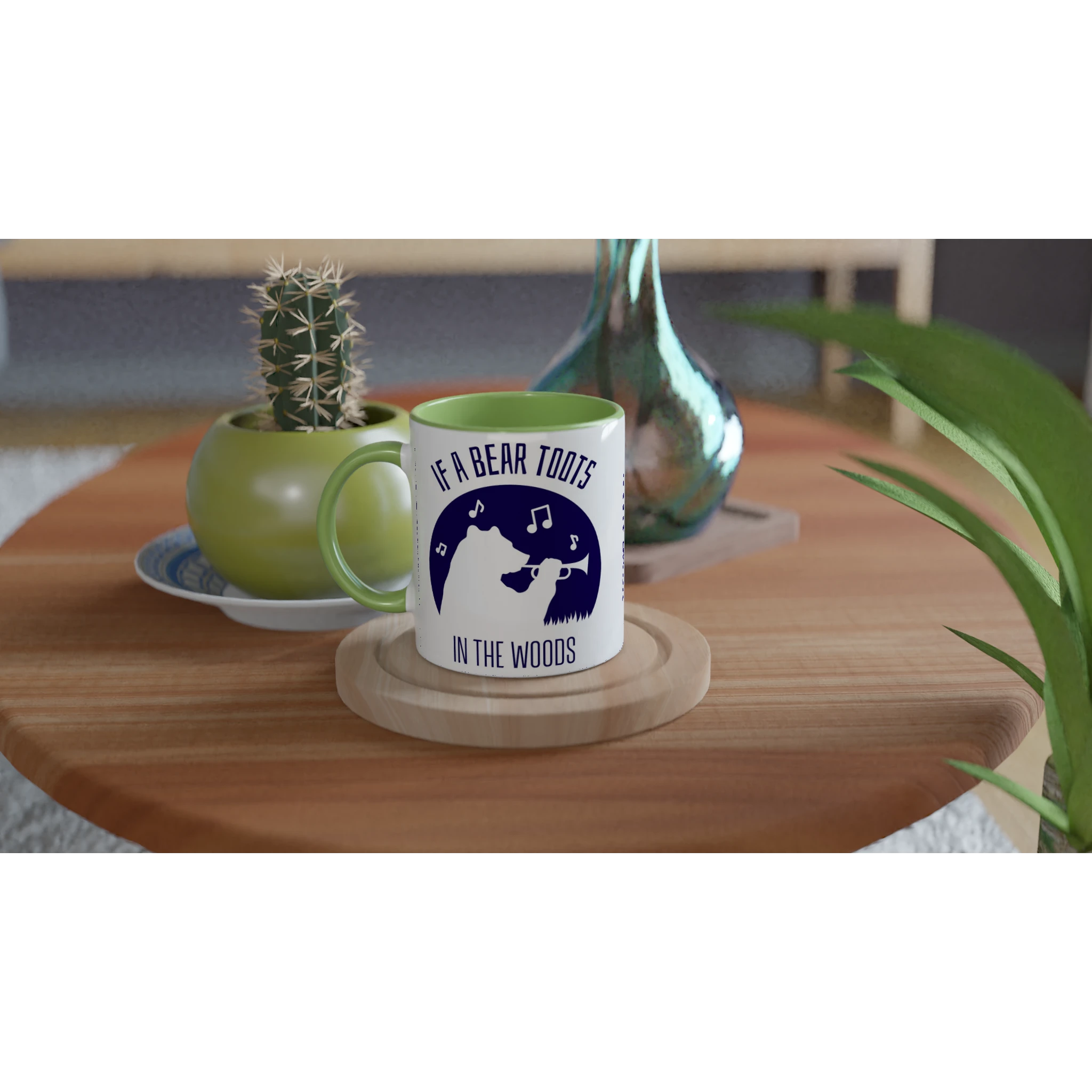 Personalised - If A Bear Toots In The Woods, Trumpet Player - White 11oz Ceramic Mug Personalised Mug animal customise Globally Fulfilled Music personalise