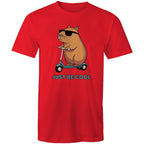 Just Be Cool, Capybara - Mens T-Shirt Red Mens T-shirt animal Printed In Australia