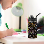 Retro Music Mix Kids Water Bottle with Chug Lid (12 oz) Kids Water Bottle with Chug Lid Music Printed Offshore