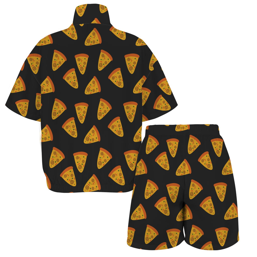 Pizzas Women's Windbreaker Short Set Women's Windbreaker Short Set Food Printed Offshore