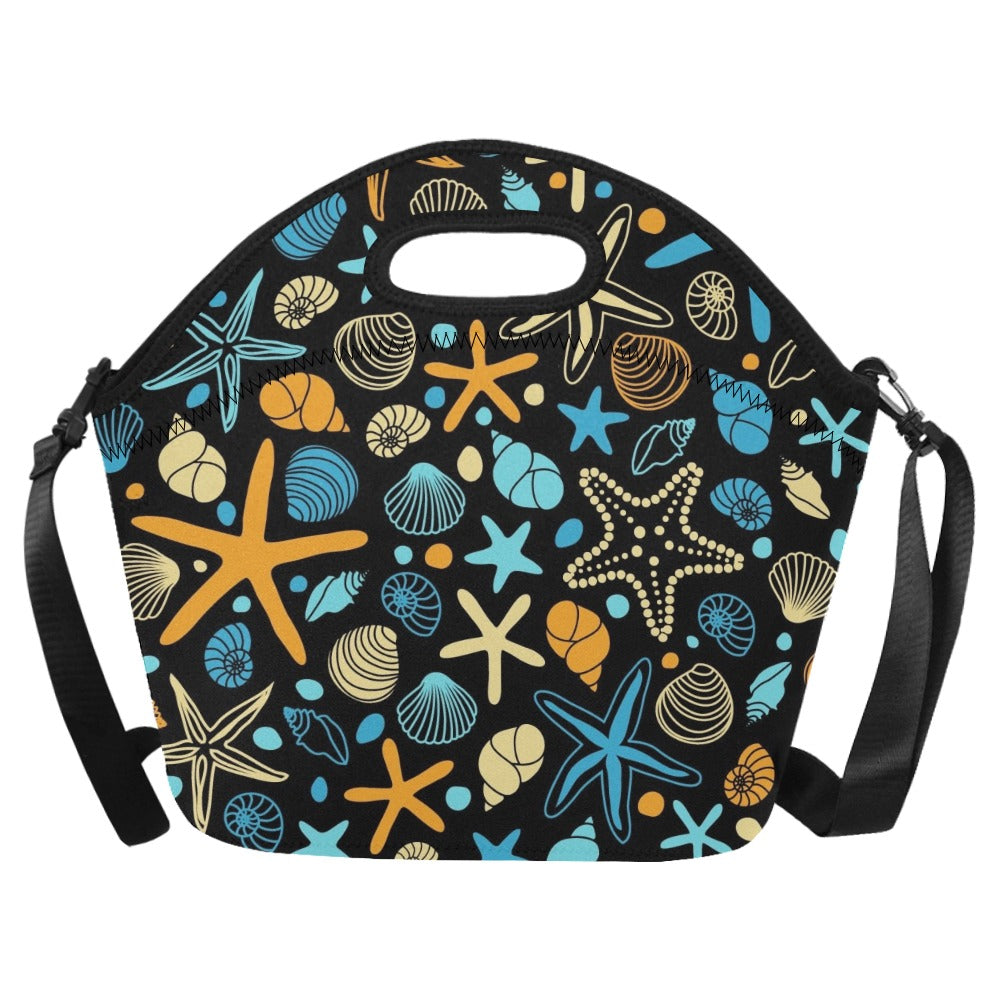 Starfish And Shells - Neoprene Lunch Bag One Size Neoprene Lunch Bag Printed Offshore