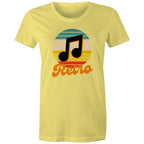 Retro Music - Womens T-shirt Yellow Womens T-shirt Music Printed In Australia Retro