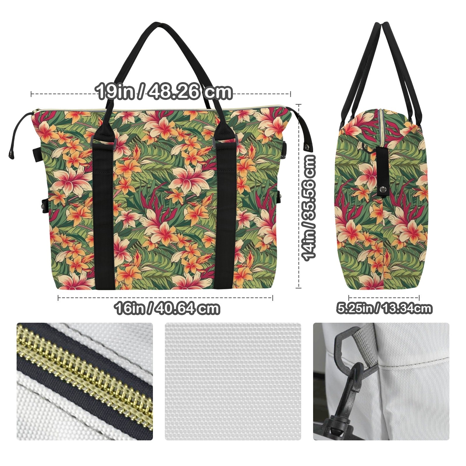 Vintage Hawaiian Floral Duffle Bag-Simple (Model 1715) Duffle Bag-Simple (1715)