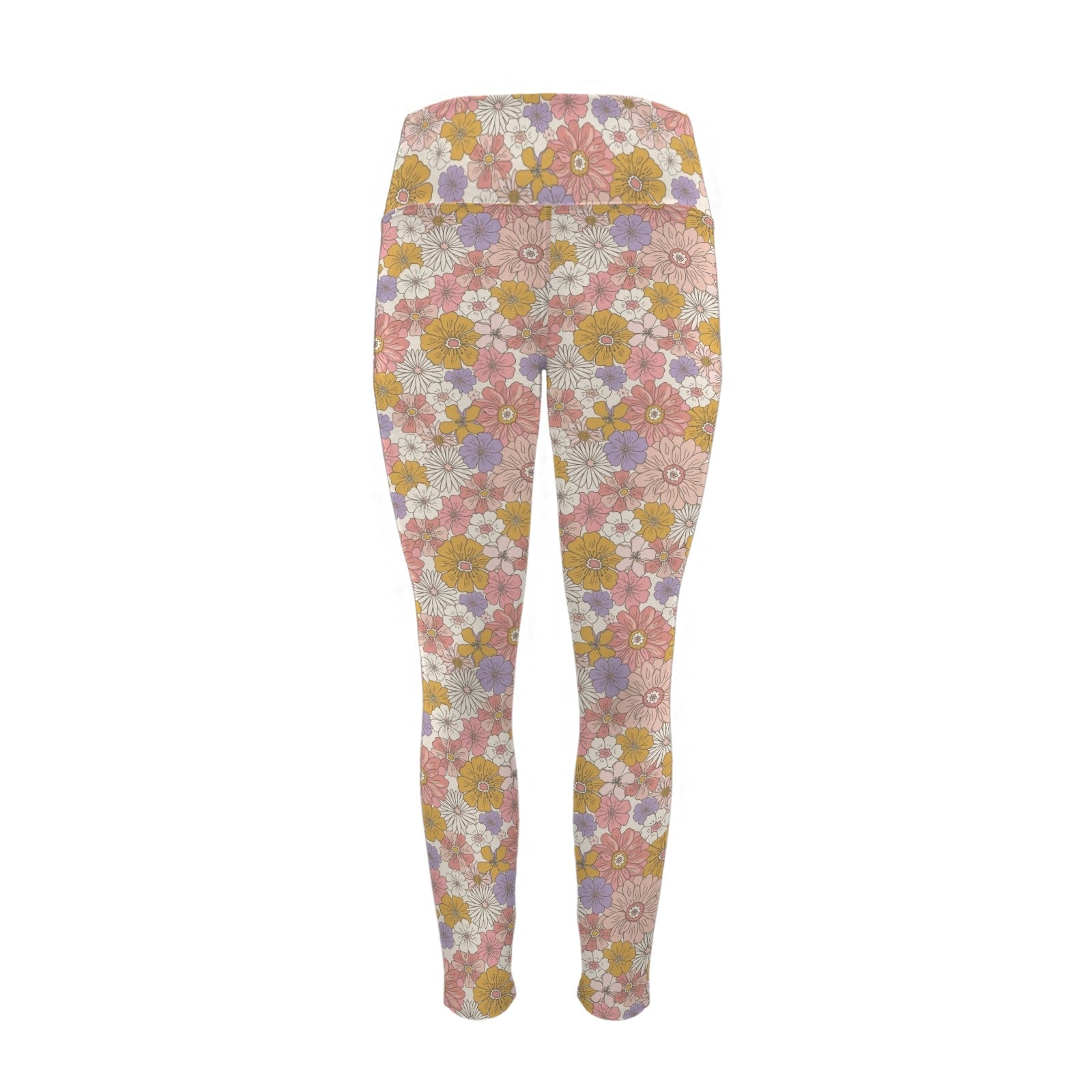 Faded Floral Women's High Waist Pockets Yoga Leggings