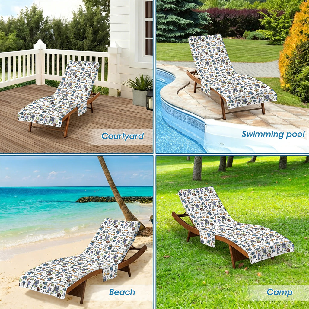 All About Space Beach Chair Towel Cover with Side Pockets