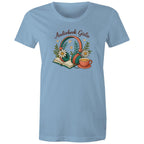 Audiobook Girlie - Womens T-shirt Carolina Blue Womens T-shirt Printed In Australia Reading