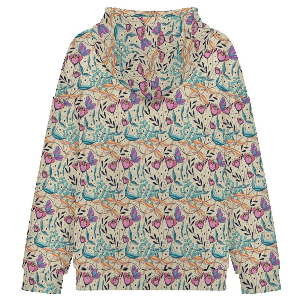Butterfly Floral Women's Full-Zip Hoodie