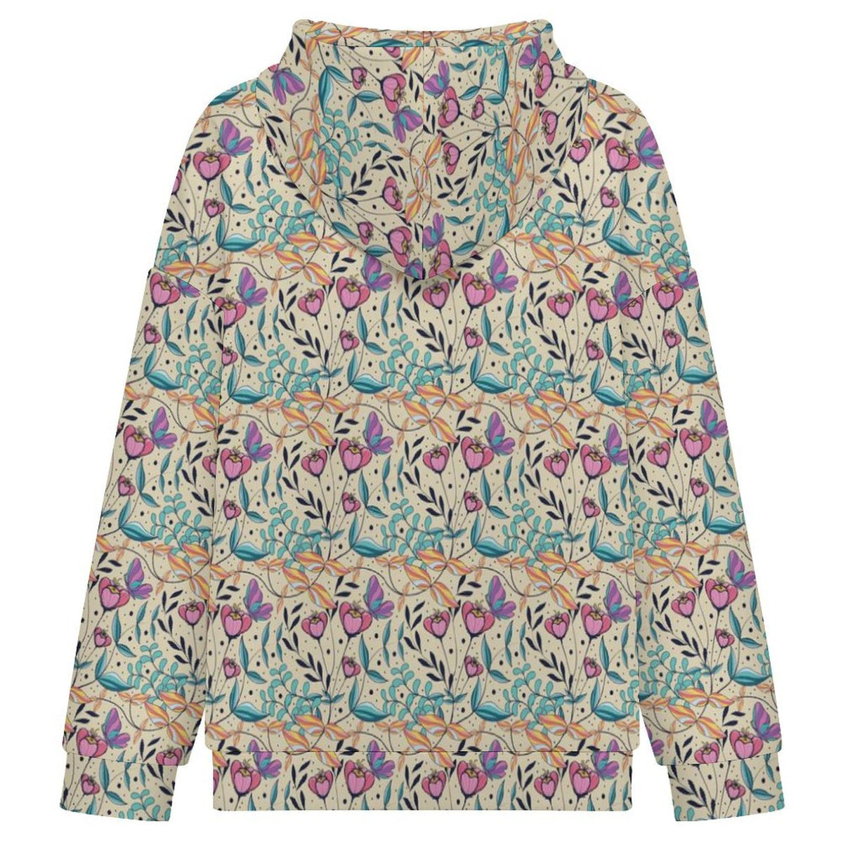 Butterfly Floral Women's Full-Zip Hoodie