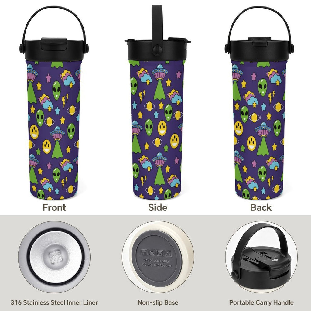 Groovy Aliens And UFO's 20oz Tea Tumbler with Carry Handle