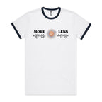 More Espresso, Less Depresso - Staple Ringer Tee White Navy Ringer T-Shirt Coffee Printed In Australia