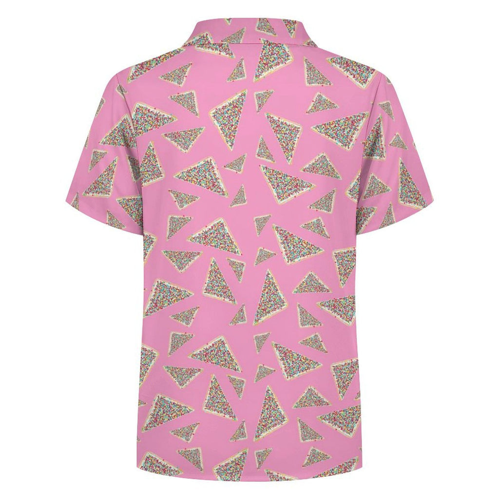 Pink Fairy Bread Kids Youth Short Sleeve Button Up Shirt